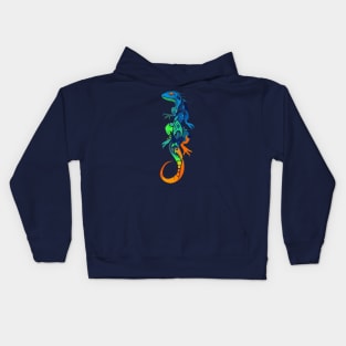 Colorful lizard with tribal motif Kids Hoodie